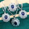 European and N Anti Allergic Zircon Necklace Earrings Open Ring Jewelry Set