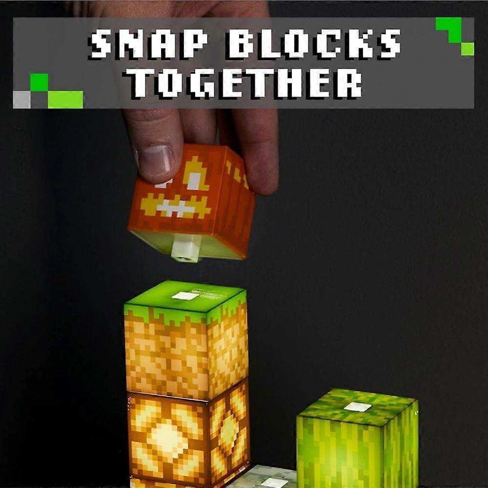 Block Building Lamp 16 Customizable Light Up Blocks - Interactive Decoration, Toy, Nightlight for Kids, Gamer Room Decor, Gaming Gift