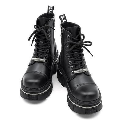 Готические ботинки на платформе женские летние панк на массивном каблуке темные ботинки металлическая отделка