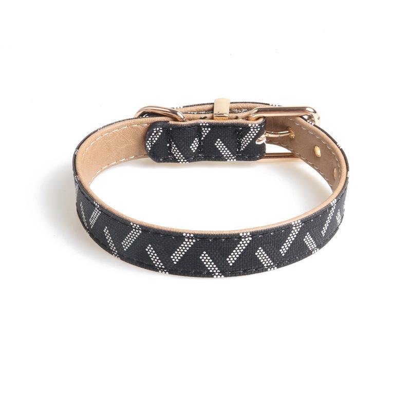 S-XXL PU Leather Striped Pet Collar and Leash Set Soft Comfortable Dog Cat Adjustable Personalized