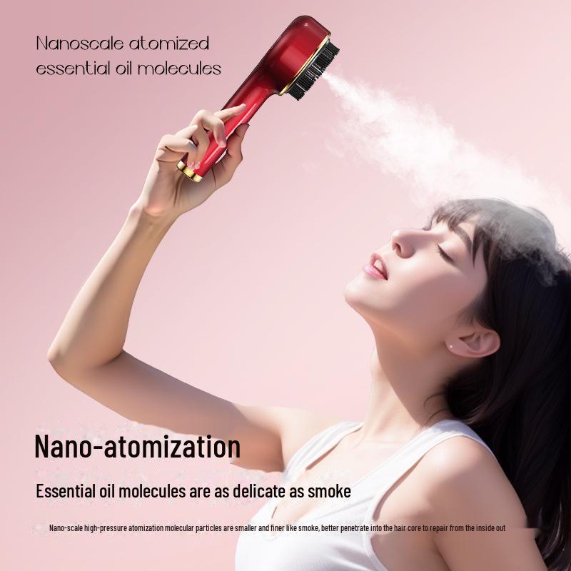 Электрический скальп-массажер: Трансграничная расческа-спрей Essence Oil с красным и синим светом для роста и ухода за волосами
