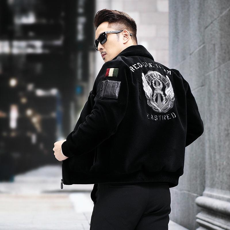 Новая куртка из овчины 100% шерсть Haining Fur утолщенная теплая шерстяная куртка для мужчин