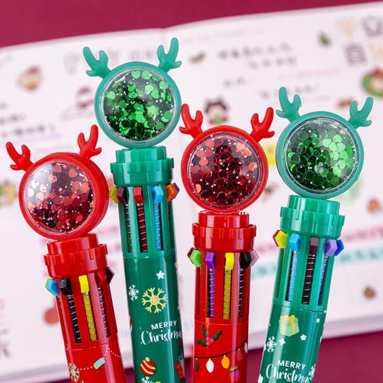 1/2/4 шт. Рождественские блестящие шариковые ручки Санта Клаус Олень Рождественская елка Праздничный декомпрессионный дизайн Чернильные ручки Пишущий инструмент