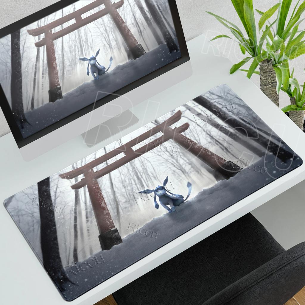Anime Pokemon Mouse Pad Eevee Glaceon PC Cabinet Mousepad Gamer Keyboard Tablepad E-Sports Desk Accessories Gaming Extended Mat