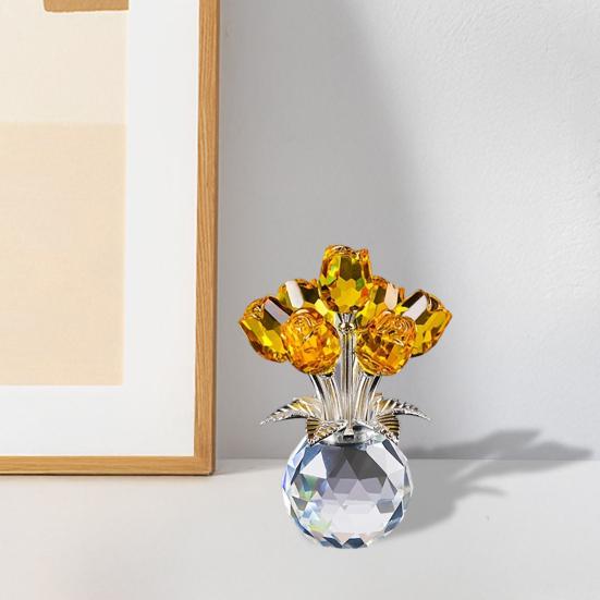 Искусственный хрустальный цветок розы Орнамент Ручной работы Букет Фигурка Мини Цветочная ваза Украшение Жена Подруга Женщины