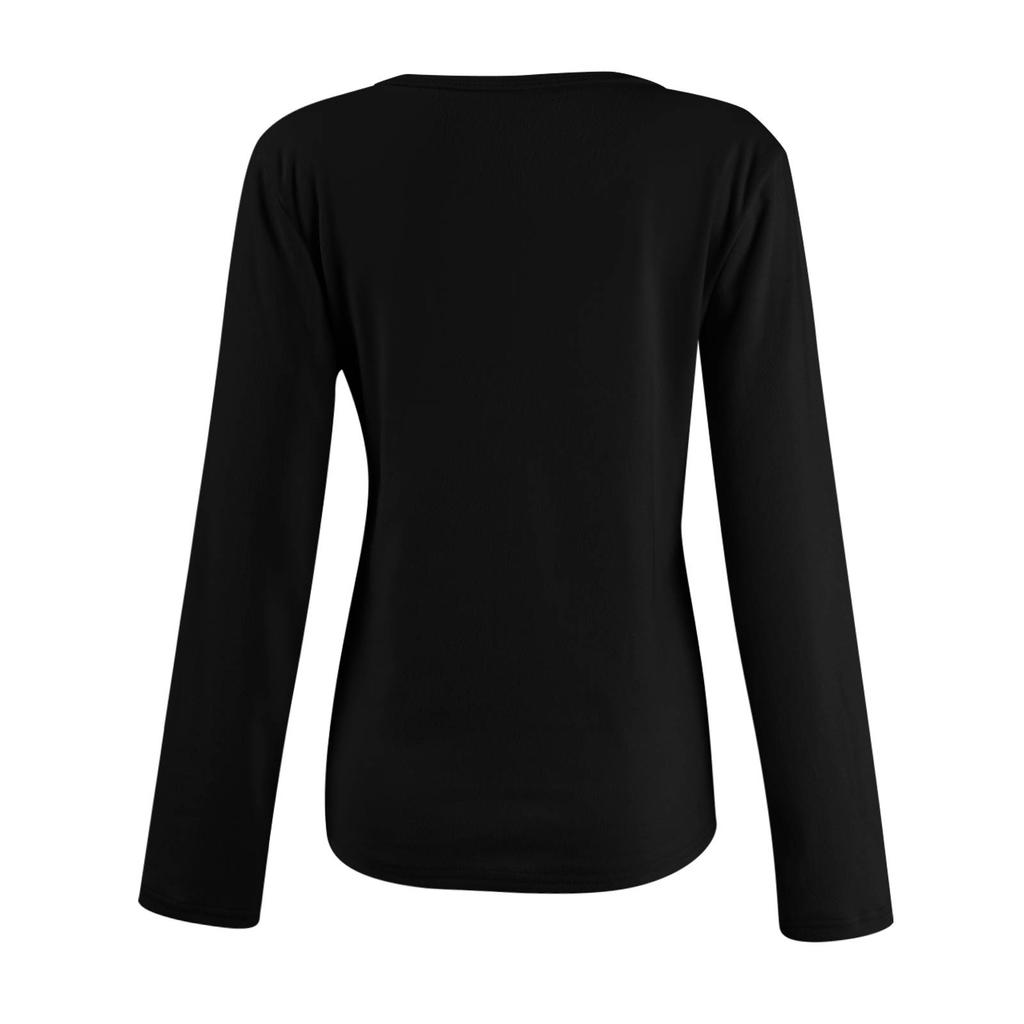 Женская приталенная футболка Модная повседневная однотонная с V-образным вырезом пуловер с длинным рукавом топ