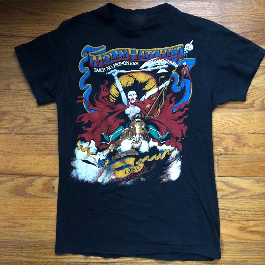 Vintage Molly Hatchet Music Tour Cotton Black Full Size Shirt UR39