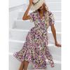 Women's Dress Summer Small Floral Slit V-neck Women's Clothing