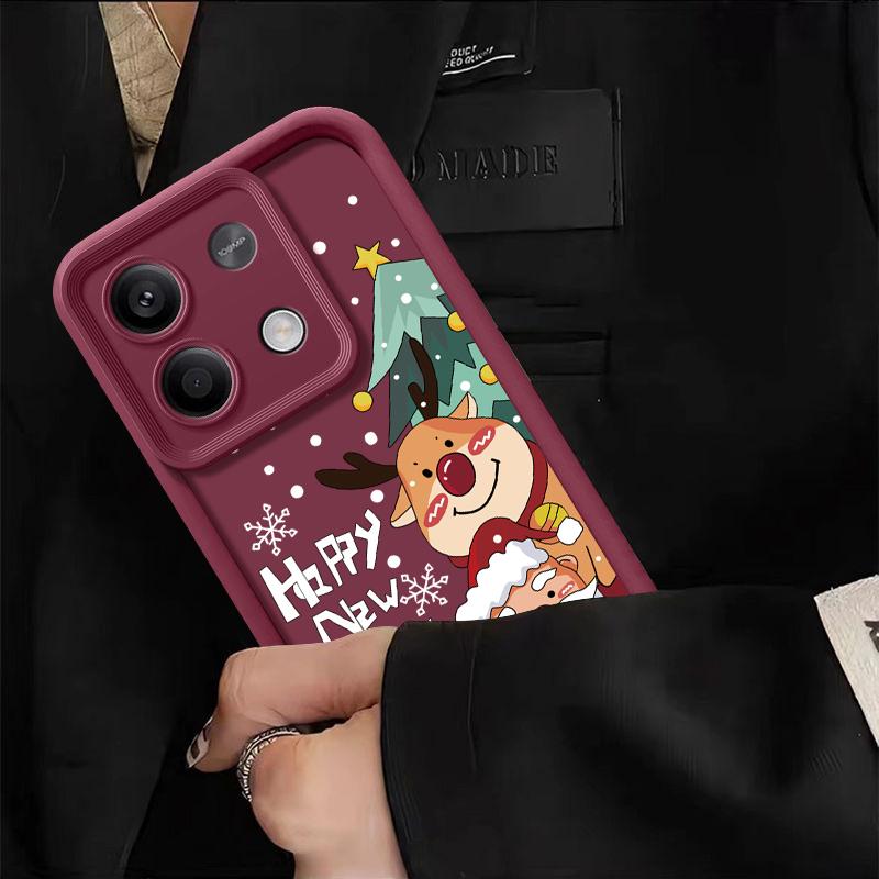 Для Xiaomi 13t Poco F6 X5 X6 Pro Redmi Note 13 12 11 10 Pro Рождественский узор лося конфетного цвета Защитный мягкий силиконовый чехол для объектива