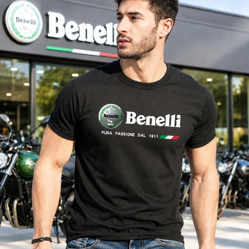 Классическая графическая футболка Benelli для мотоциклистов, унисекс, мягкий хлопок, для улицы, повседневная, уличная мода, рубашка байкера, удобный топ