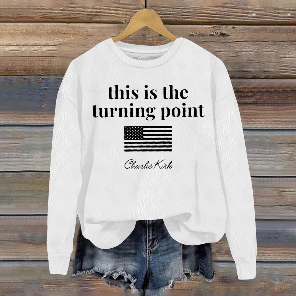 Ladies Fashion Casual Long Sleeve Printed Round Neck  Pullover Top