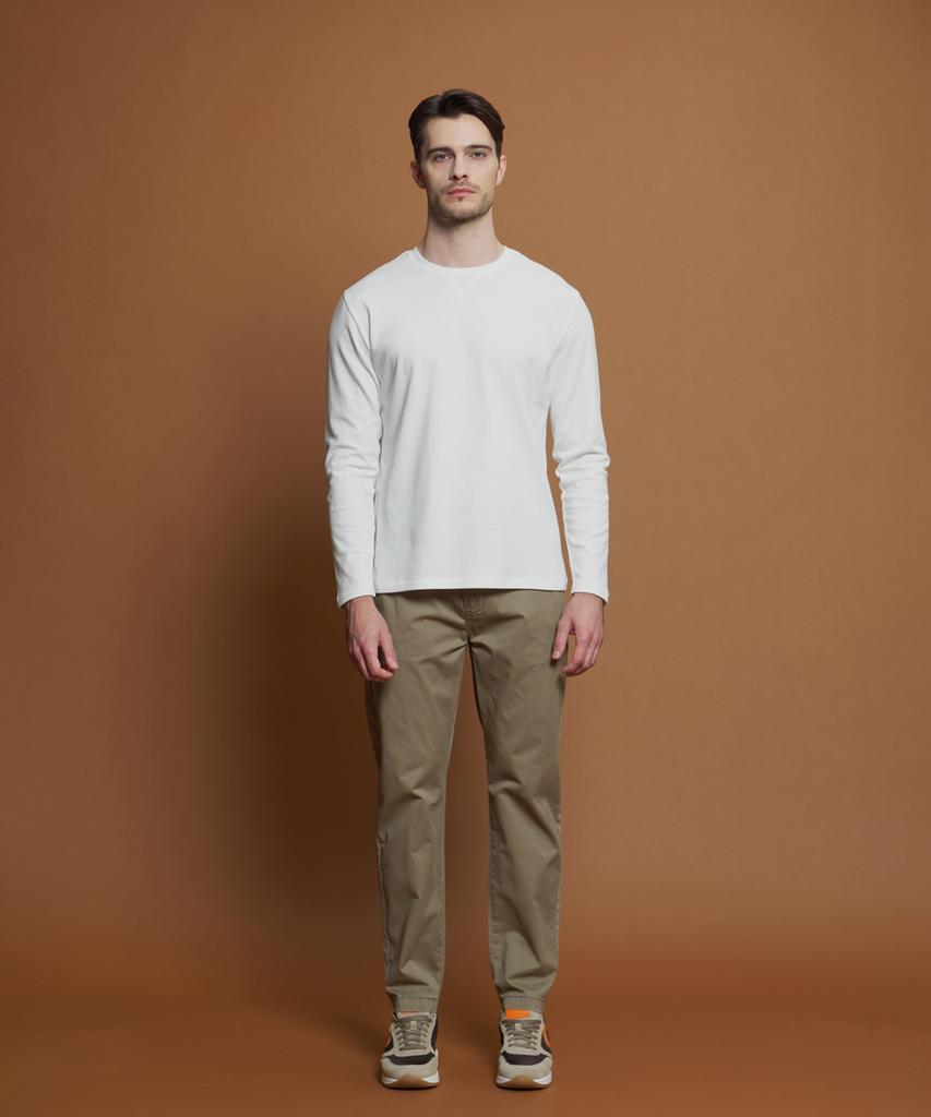 PANICALE Beige Regular Slim Fit Cotton Pants