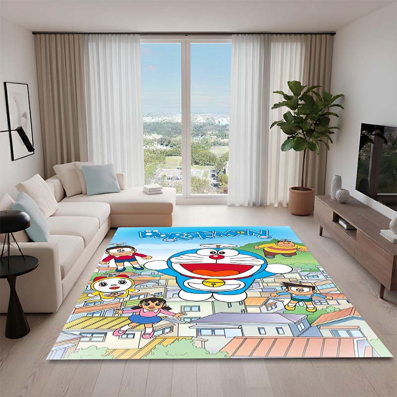 Cute Doraemon Rug, Suitable for Playrooms, Bedrooms, Living Rooms, Sofas, and Other Home Décor; Non-slip Children's Mat.