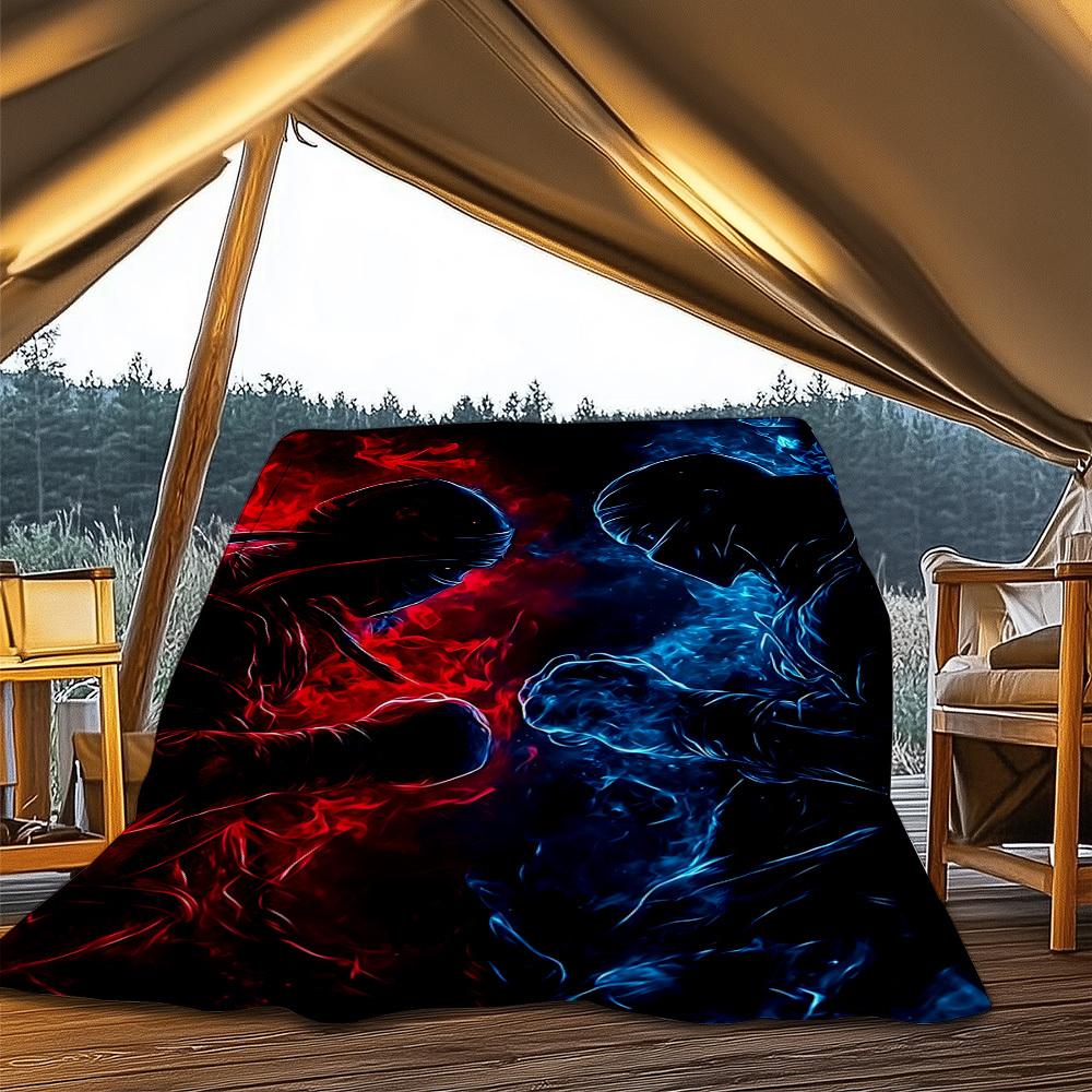 1pc Battle, Flame Outdoor Personalized Flannel Blanket, Soft, Lightweight Personalized Flannel Blanket, Digital Printing,