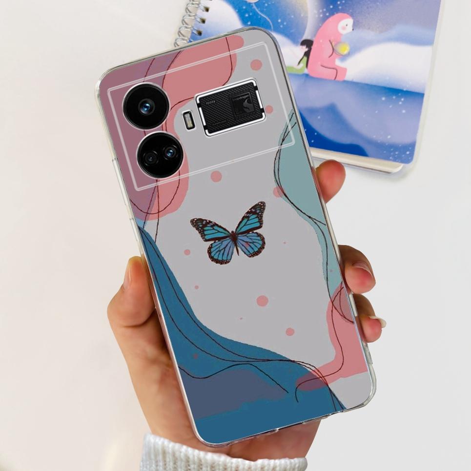 For Realme GT5 Case Clear Silicone Soft TPU Cover For OPPO Realme GT 5 RealmeGT5 Cases Flower Marble Jelly Bumper Coques