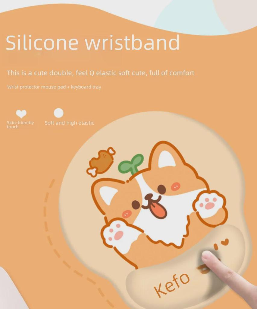 Коврик для мыши Corgi Puppy с подставкой для запястья для офиса и игр - Милая подставка для клавиатуры для небольших столов