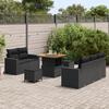 Ensemble de Canapés de Jardin 8 Pièces avec Coussins Noir Rattan Poly Acacia, Ensemble de Salle à Manger de Jardin 3 Pièces 3363504