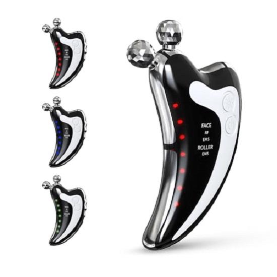 Умный электрический ролик для лица Гуа Ша 2 с EMS, RF, нагревом, 7-цветной светодиодной терапией, скульптурирование, лифтинг, антивозрастной уход, уход за кожей, склонной к акне, уменьшение двойного подбородка