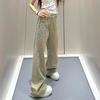 American Spice Girl Design Sense Full Diamond Jeans Women's Spring and Autumn New Personality Gypsy Star Niche Straight Pants