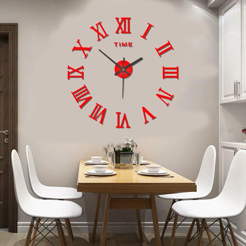 Roman Art Wall Clock Punch-free Travel Time Accuracy Digital Wall Clock for Living Room Home Decoration School Decoration