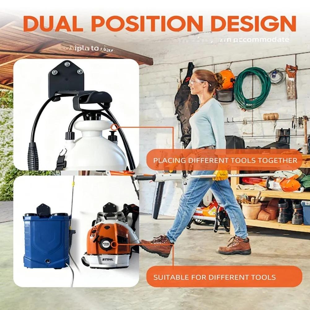 Tool Organizer Rack for Wall Mounting with Metal Sprayer Holder and Rubber Protective Layer to Safeguard Garden Equipment