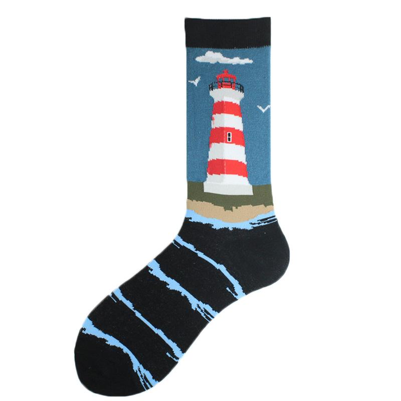 Men Dinosaur Astronaut Planet Crew Socks Harajuku Big Size Sokken Unisex Skateboard Divertidos Happy Design Hip Hop Funny Socks