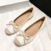 New French Temperament Bowknot Color Matching Square Toe Shallow Mouth Single Shoes for Women Summer
