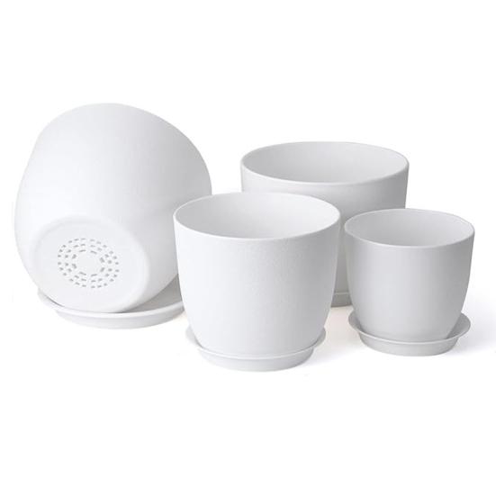 Цветочный горшок с поддоном Пластиковый горшок для растений с дренажными отверстиями Современный декоративный кашпо для комнатных и уличных растений Садовые комнатные растения