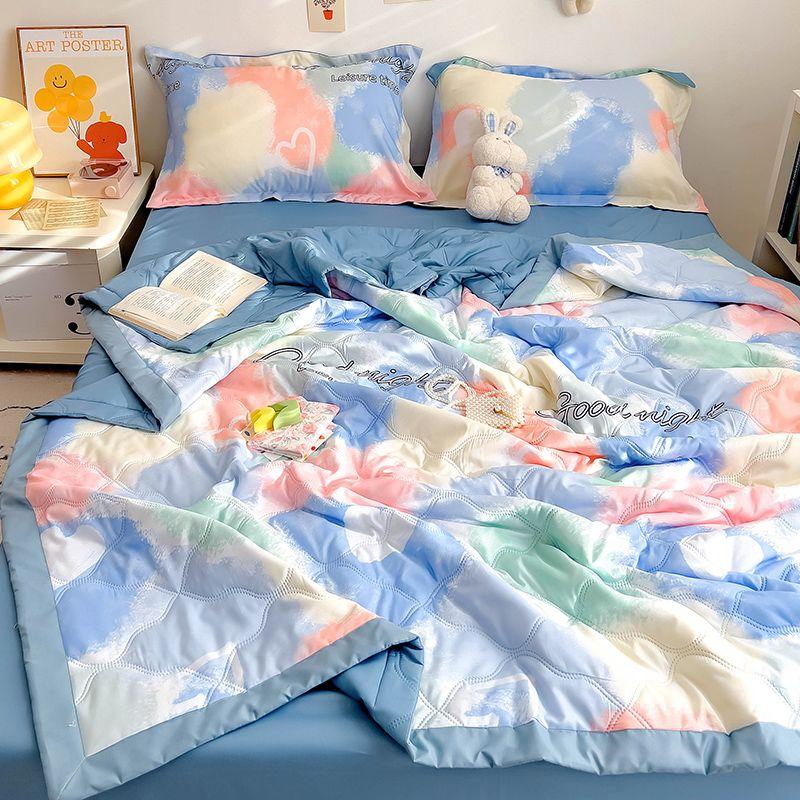 Детское летнее одеяло с рисунком фруктов, красочное одеяло для взрослых, механическая стирка, кружевное стеганое одеяло с цветочным рисунком, тонкие одеяла, крутые одеяла