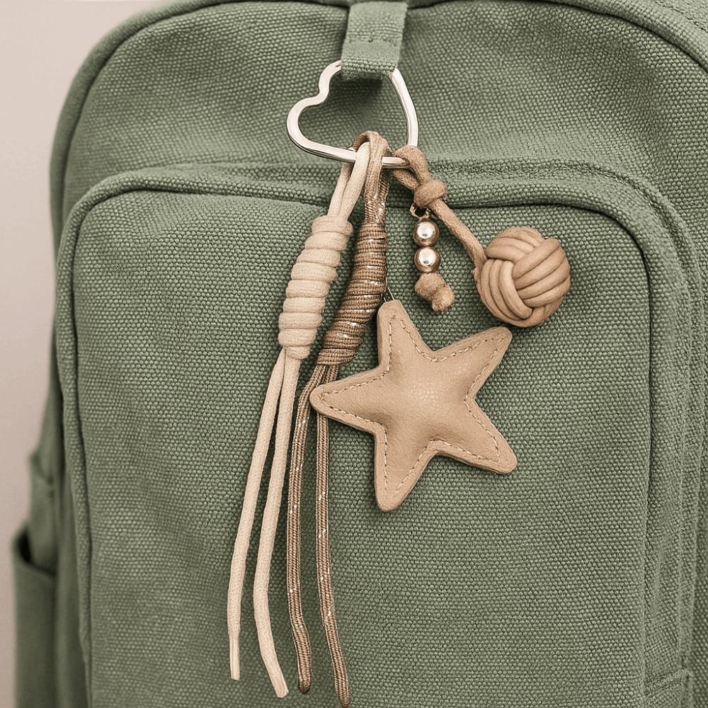 Hanging Five Pointed Star Bag Pendant Woven Rope Star and Ball Pendant  Small Gifts