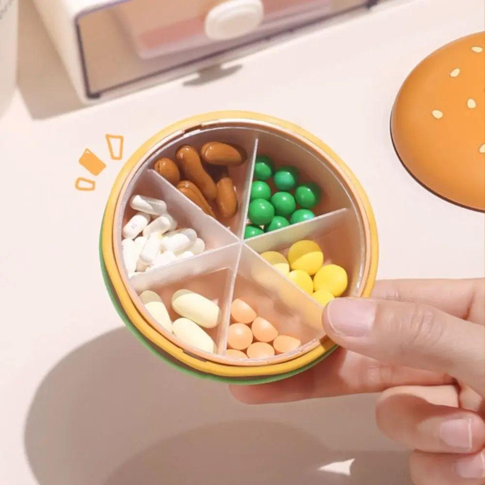2/3/6 Grid Hamburger Pill Box Sealed Mini Hamburger Storage Case  Elderly