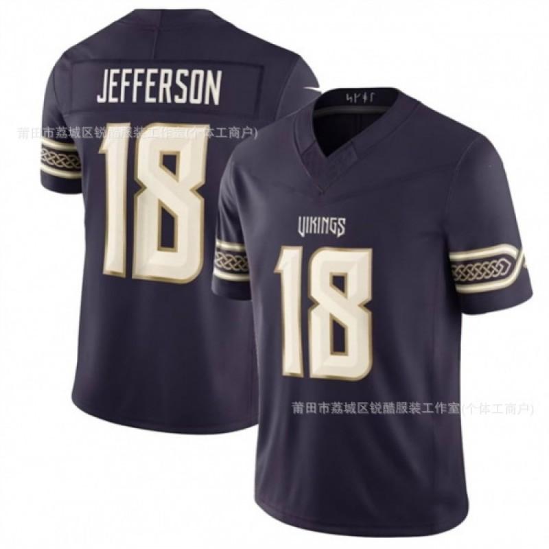 Vikings Football Jersey 18 Jefferson 19 Thielen American Uniform Men Women