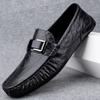 2025 Leather Penny Loafers Men Moccasins Mocasines Hombre Business Mens Casual Shoes Half Shoes Slip On Flats Male Driving Shoes