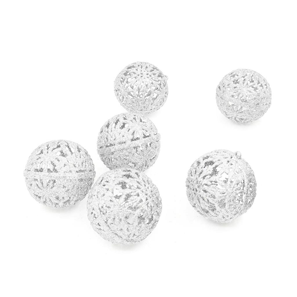 6Pcs Glittering Hollow Christmas Ball Ornament 55mm Shatterproof Decorative Baubles For Christmas Tree Decorations