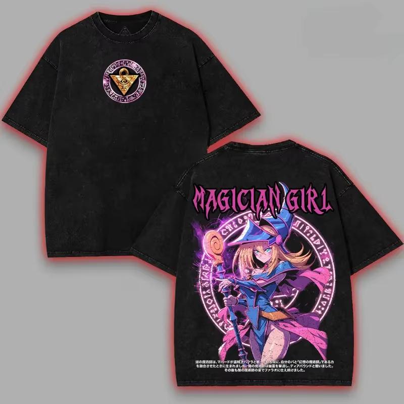 New Hot Sale Anime Yu‑Gi‑Oh Magician Girl Graphic T Shirts Y2K Men Women Oversized T-shirt Retro Graphic Oversized T Shirt
