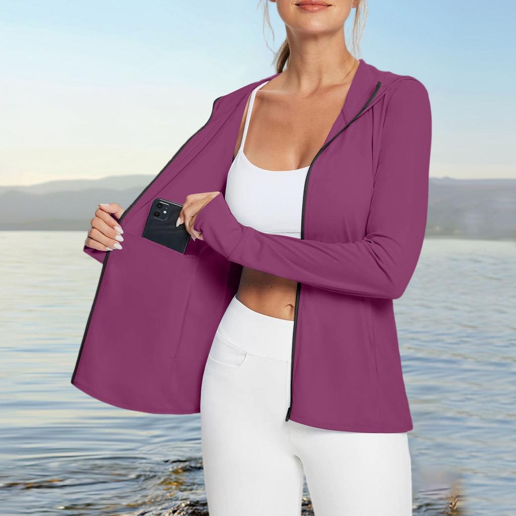 Женская рубашка от солнца Ice Silk Hoodie с длинным рукавом Outdoor Hiking Summer Coat