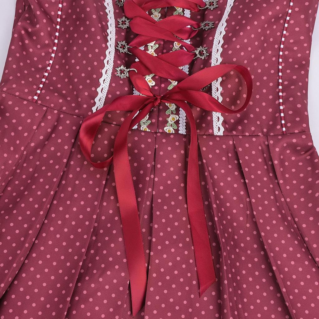 Women Oktoberfest Dress Traditional Bavarian Costume with Lace Up Bodice Short Sleeve Skirt Outfit