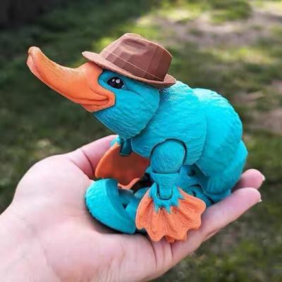 3D-печатный утконос, артикулированная гибкая игрушка-антистресс в виде животного, утконос в шляпе, настольный