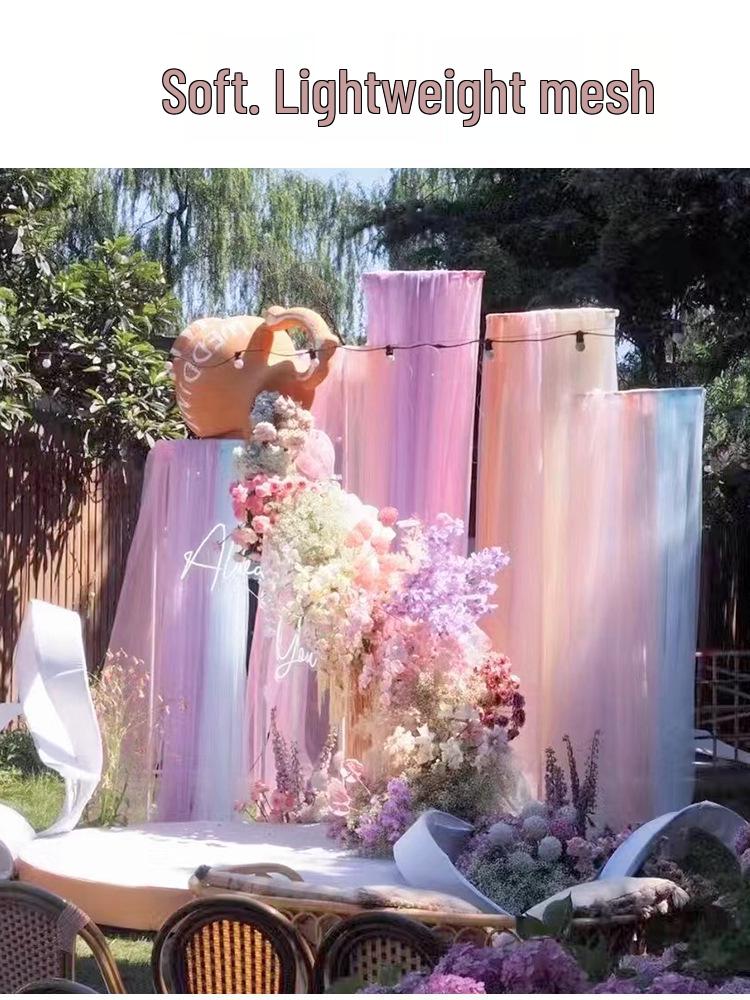 Светло-розовая марлевая занавеска с цветами сакуры с розовым нефритом и акцентами цвета розовой фасолевой пасты - швейцарская противомоскитная сетка для потолка салона красоты.