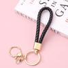 1PC Keyring Accessories Wrist Strap Gold Braided Key Holder Leather Keychain Woven Wristlet