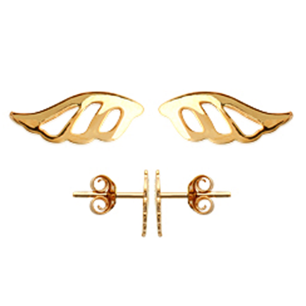 Les Trésors De Lily [M1792] - Gold Plated Earrings 'Angel Wings' Gold - 9x3 Mm