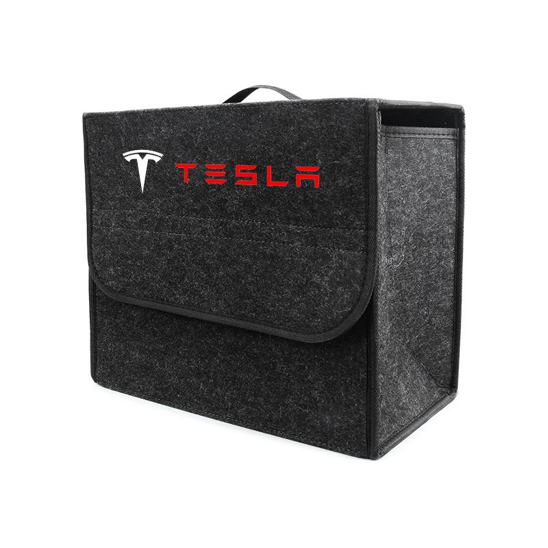 PAJL2 Car Soft Felt Storage Bag Organizer Cars Foldable Trunk Bag For Tesla model 3 model Y Car Stickers