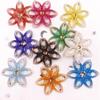 10Pcs Resin Shiny Colorful Flower Flatback Rhinestone Scrapbook 2 Hole Wedding Applique DIY Ornaments Craft