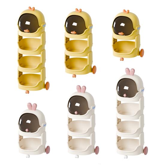 Органайзер для хранения детских игрушек Yousheng на колесиках и с верхней крышкой, дизайн «Утка/Кролик», штабелируемая тележка на колесиках для детской комнаты, игровой комнаты, спальни