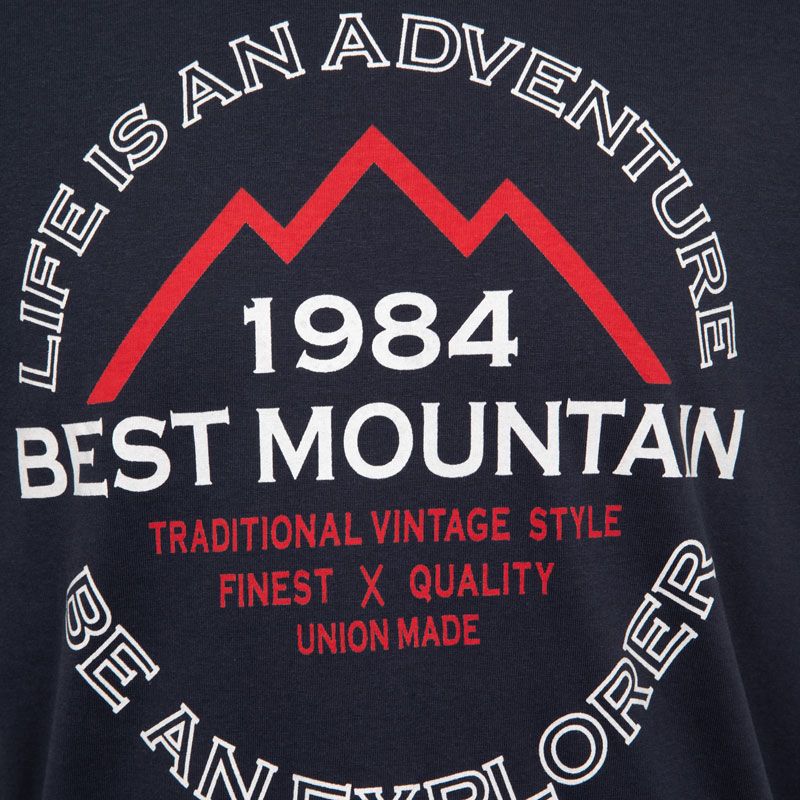 Men's Basic Cotton T-shirt with Text Print BEST MOUNTAIN