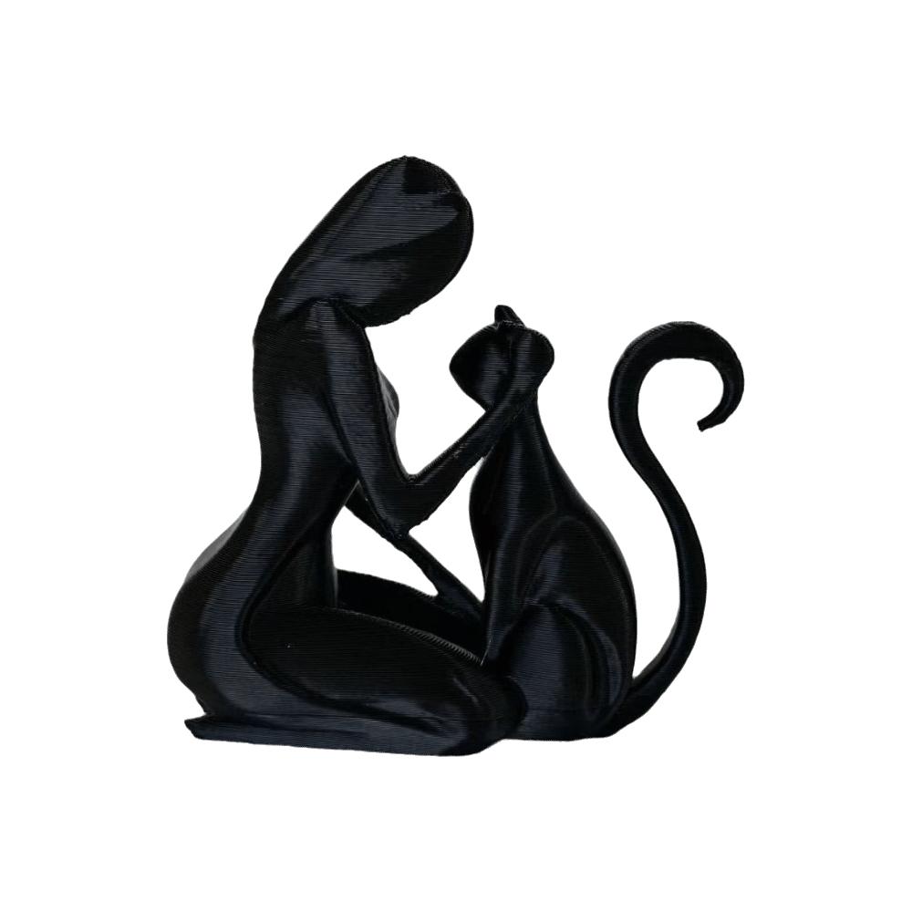 3D Printed Cat Dog Figurine Creative Canine Statues Crafts Desktop Ornaments Christmas Gift