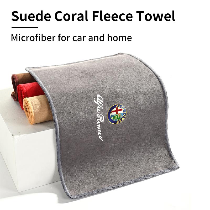 Car Logo Wash Clean Towel Microfiber Cleaning Drying Cloth For Alfa Romeo Giulietta 159 147 156 166 Mito Giulia Stelvio Tonale