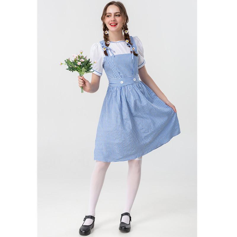 Wizard Of Oz Blue Checkered Costume Dress With Headband For Girls Roleplay Special Characters Included
