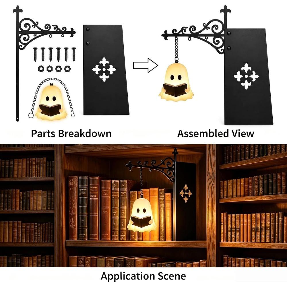 Reading Light Soft Glow Ghost Bookshelf Light Vintage Fantasy Book Nook Lamp Decorative Library Lantern Reading Light for Book