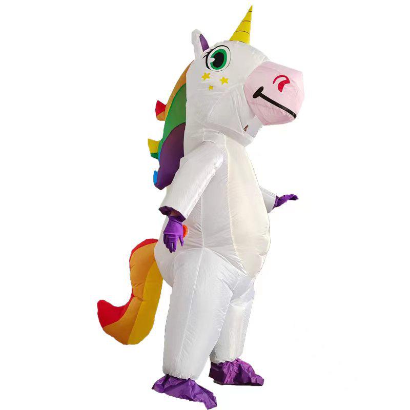 Colorful Unicorn Inflatable Mascot Costume for Festivals and Outdoor Performances